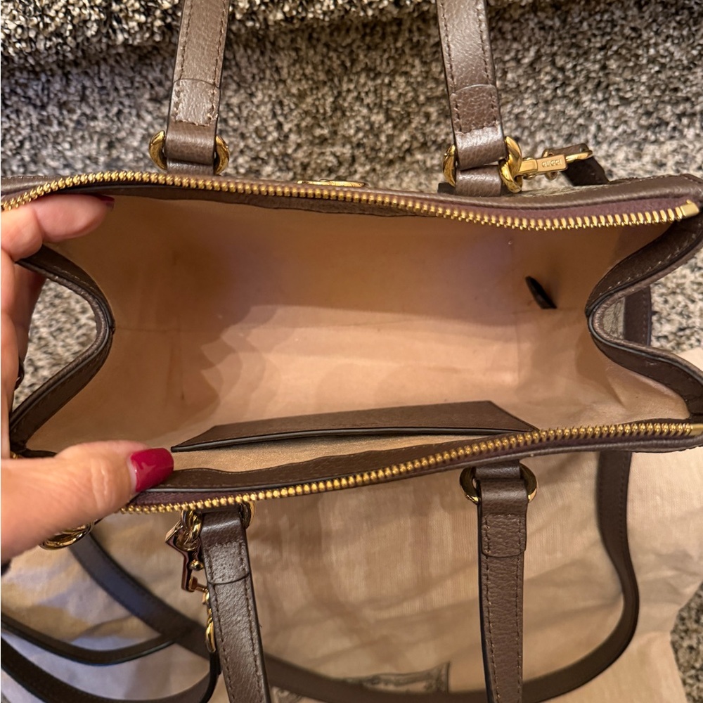 Gucci Brown GG Supreme Canvas Satchel with Green and Red Web Stripe - Picture 5 of 15